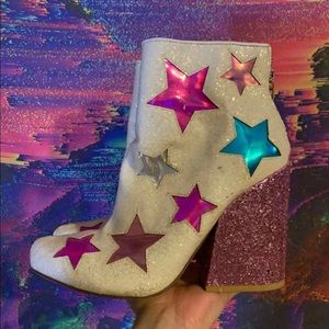 YRU GLAMSTAR Glam Ankle boot Pink Blue White 8.5